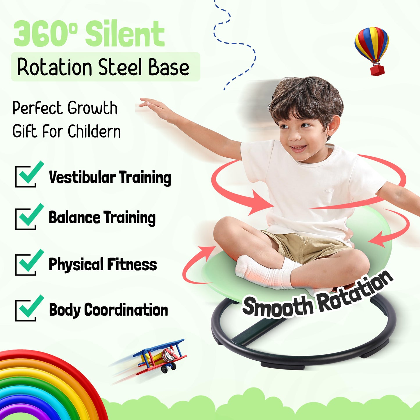 Spinning Chair for Autism Kids - Circle - Sensory Chair for Sensory Spinning Seat Wobble Chair - Ideal for Autistic Children - All