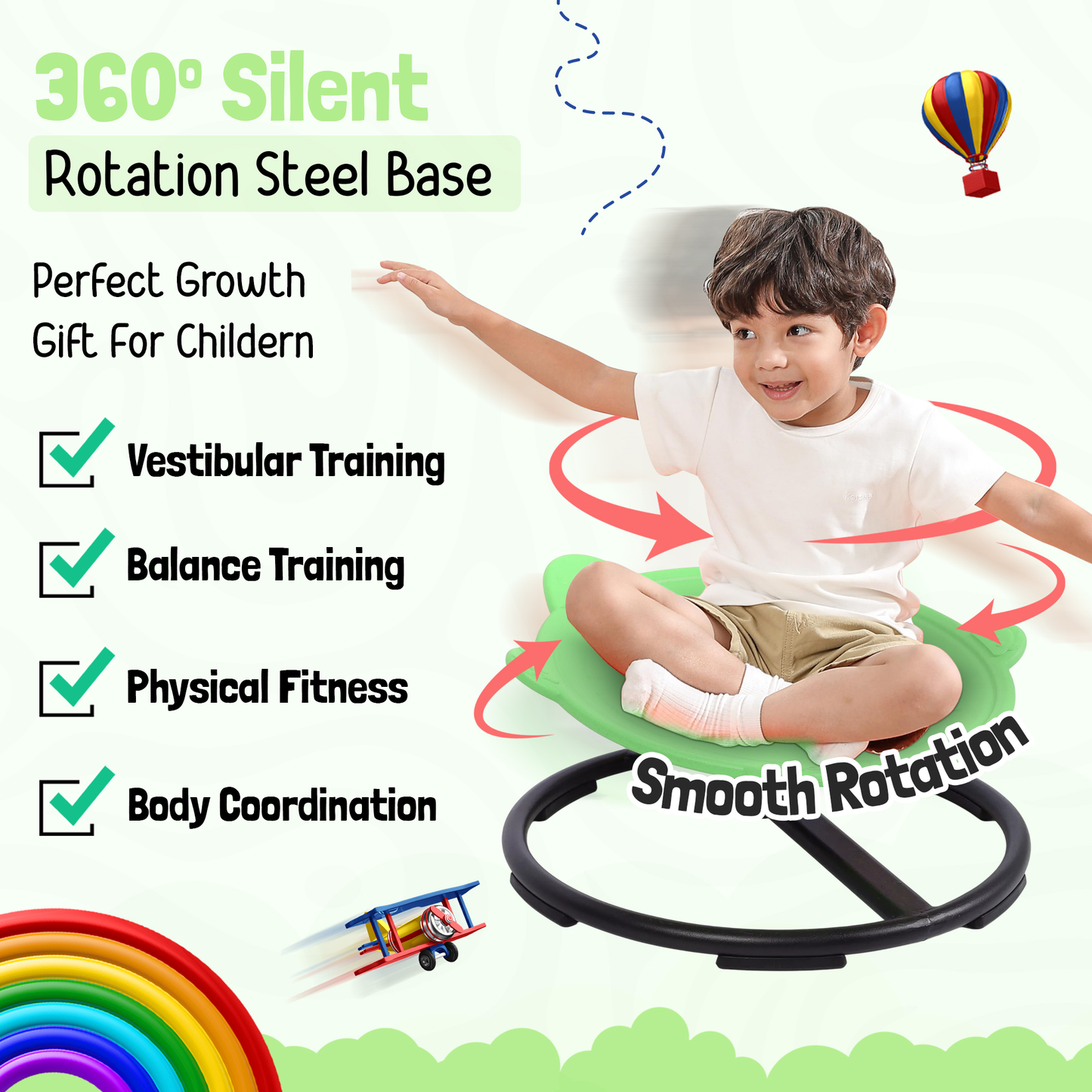 Spinning Chair for Autism Kids - Turtle - Sensory Chair for Sensory Spinning Seat Wobble Chair - Ideal for Autistic Children - All