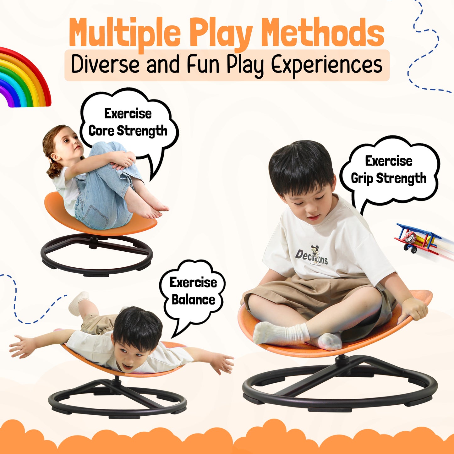 Spinning Chair for Autism Kids - Circle - Sensory Chair for Sensory Spinning Seat Wobble Chair - Ideal for Autistic Children - All