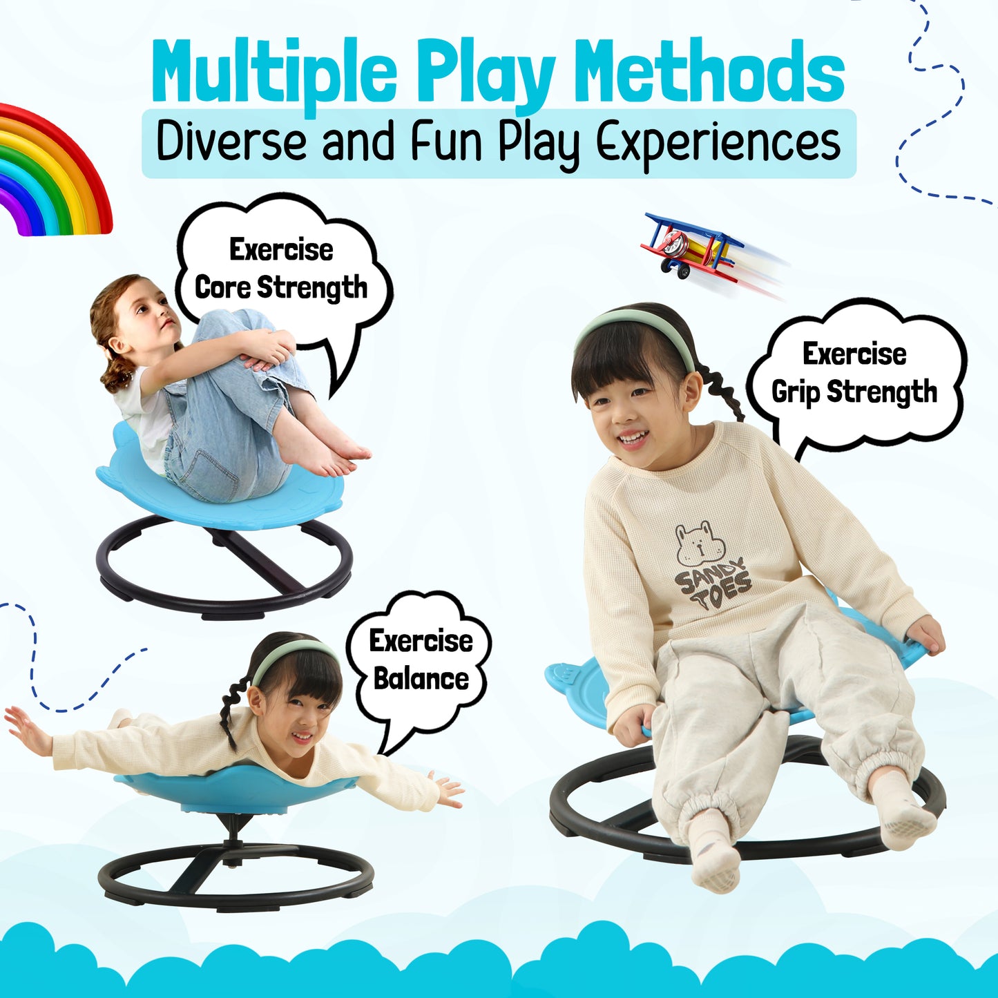 Spinning Chair for Autism Kids - Sensory Chair Turtle Sensory Spinning Seat Wobble Chair - Ideal for Autistic Children - Blue