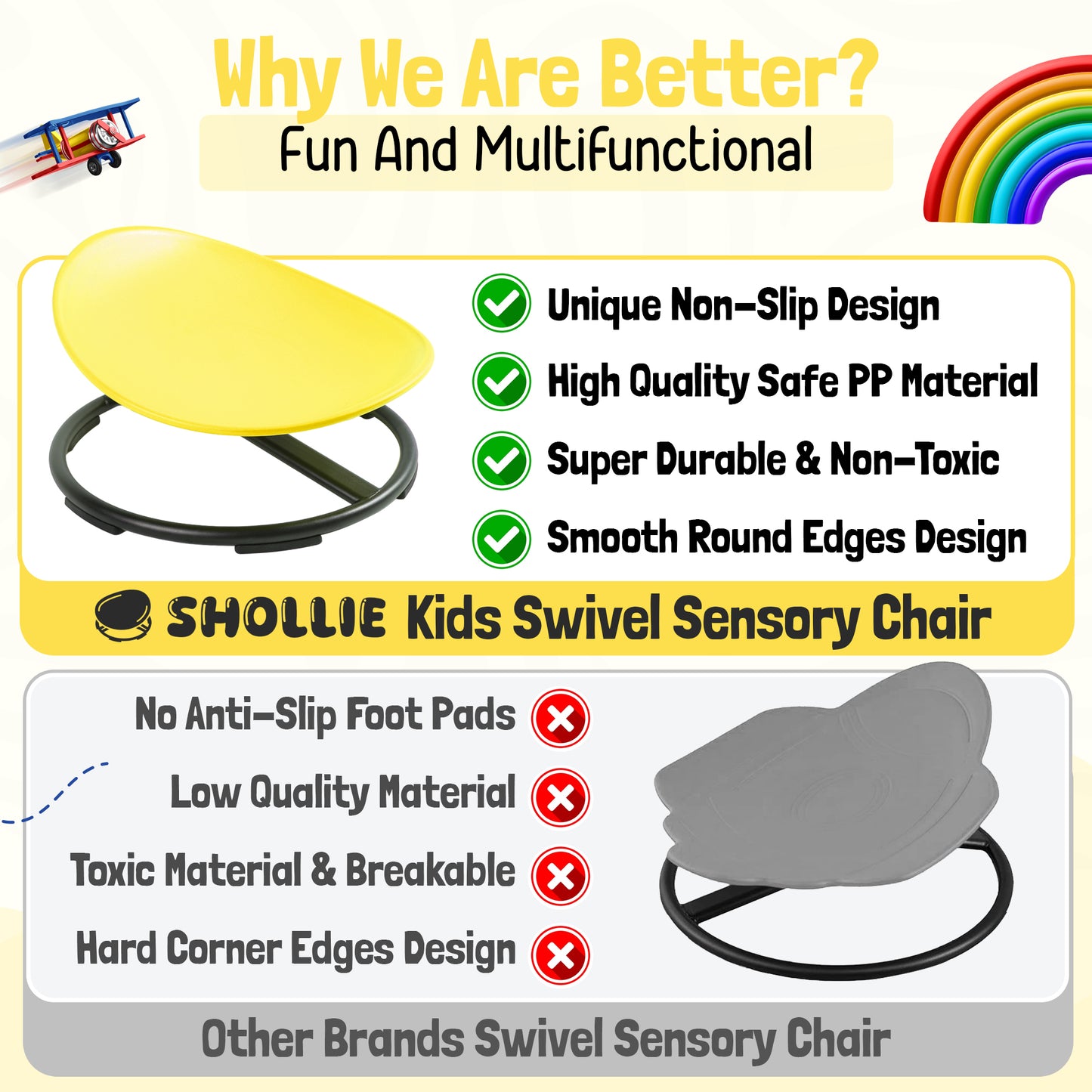 Spinning Chair for Autism Kids - Circle - Sensory Chair for Sensory Spinning Seat Wobble Chair - Ideal for Autistic Children - All