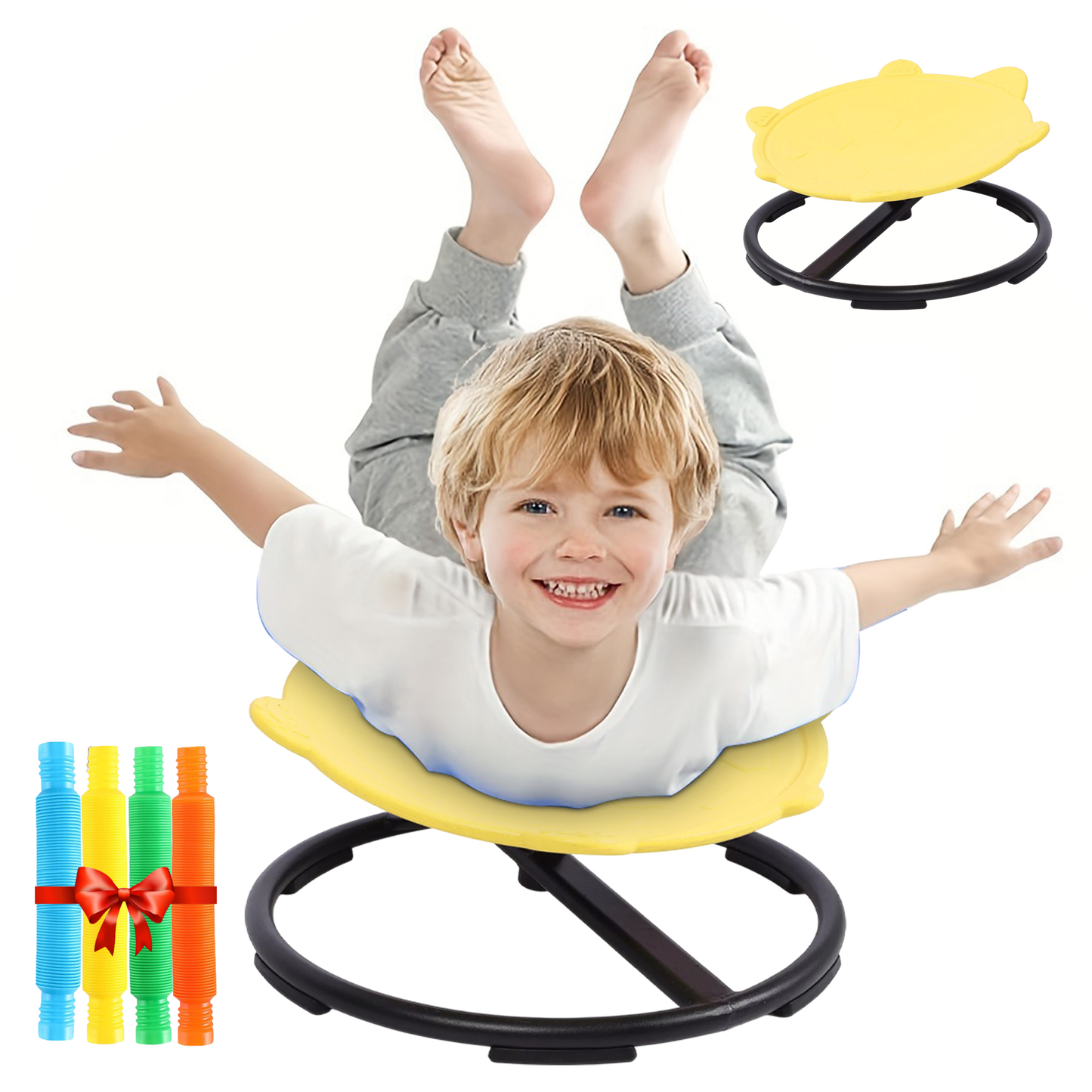 Spinning Chair for Autism Kids - Sensory Chair Turtle Sensory Spinning Seat Wobble Chair - Ideal for Autistic Children - Yellow