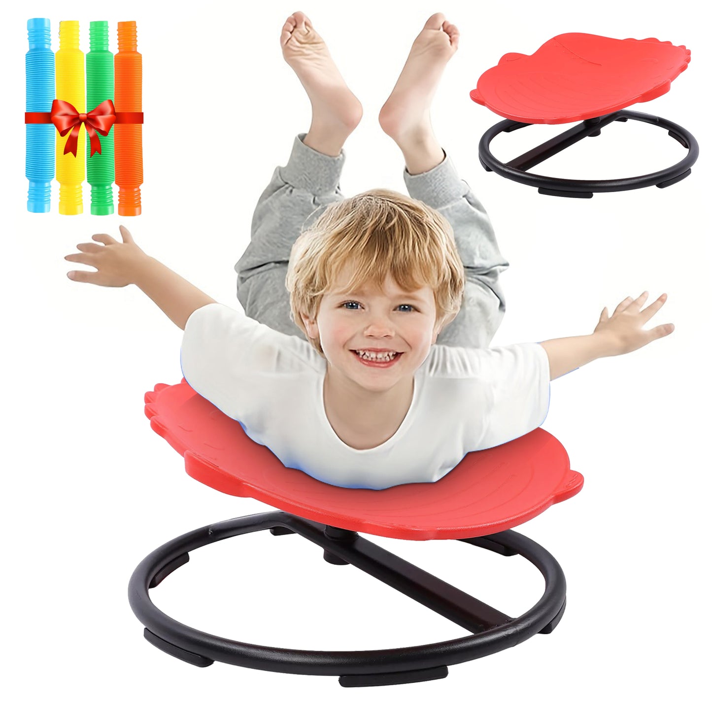 Spinning Chair for Autism Kids - Sensory Chair Dinosaur Sensory Spinning Seat Wobble Chair - Ideal for Autistic Children - Red