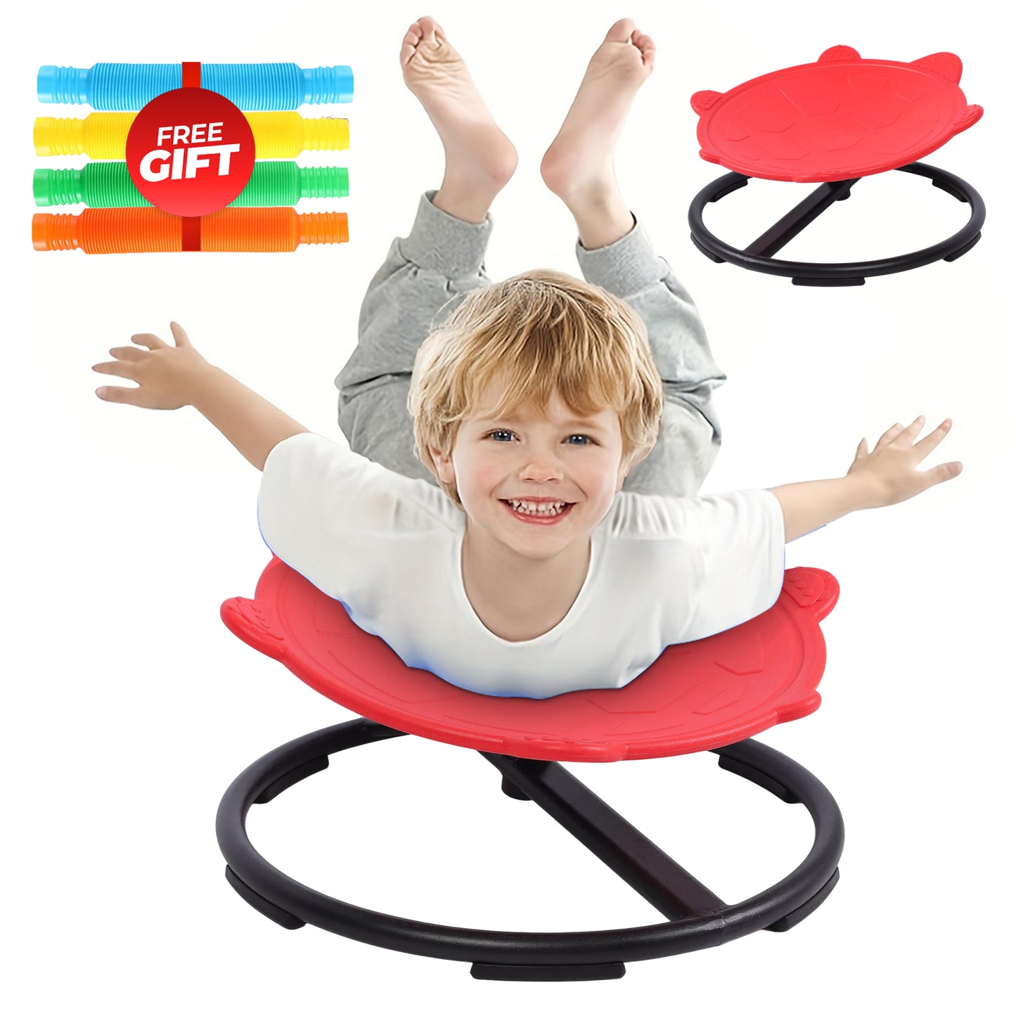 Spinning Chair for Autism Kids - Sensory Chair Turtle Sensory Spinning Seat Wobble Chair - Ideal for Autistic Children - Red