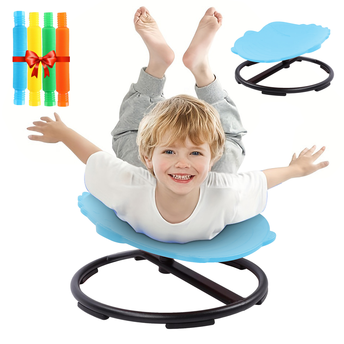 Spinning Chair for Autism Kids - Sensory Chair Dinosaur Sensory Spinning Seat Wobble Chair - Ideal for Autistic Children - Blue