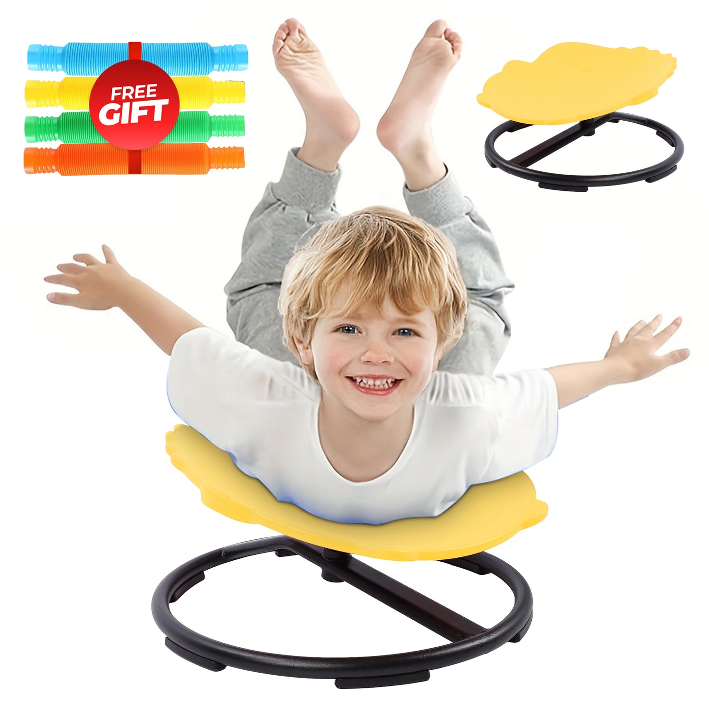 Spinning Chair for Autism Kids - Sensory Chair Dinosaur Sensory Spinning Seat Wobble Chair - Ideal for Autistic Children - Yellow