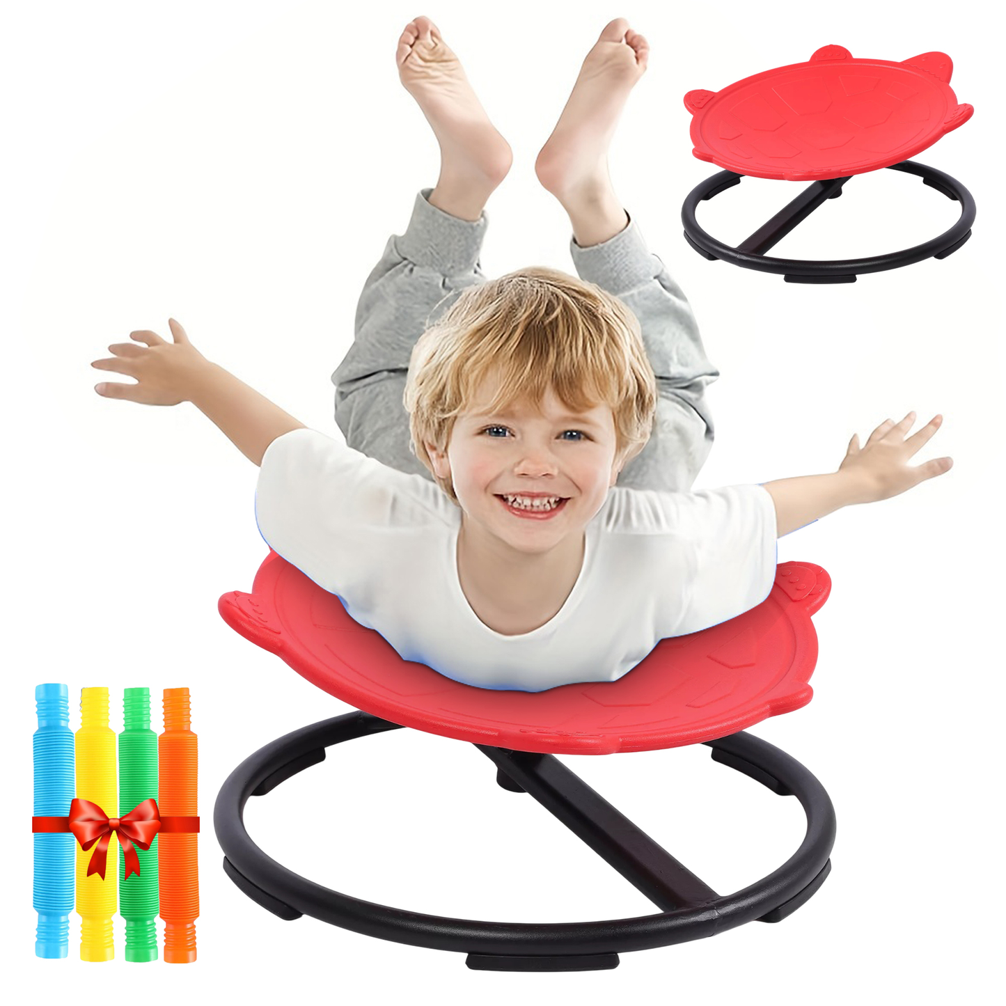 Spinning Chair for Autism Kids - Sensory Chair Turtle Sensory Spinning Seat Wobble Chair - Ideal for Autistic Children - Red